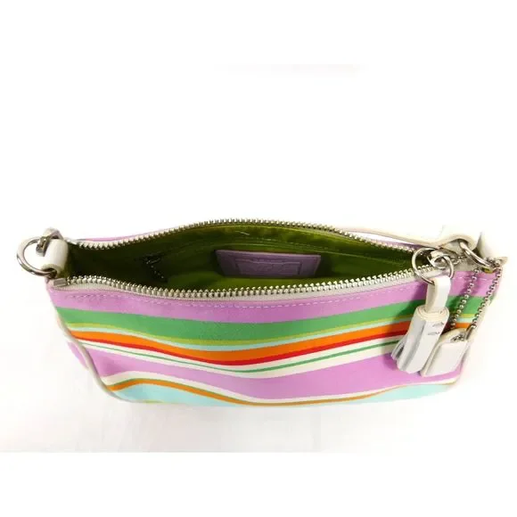 Vintage Coach Y2k Hampton Stripe Multi-Color Mini Baguette Shoulder Bag - Picture 8 of 11